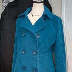 Forever 21 Turquoise Double-Breasted Pea Coat
